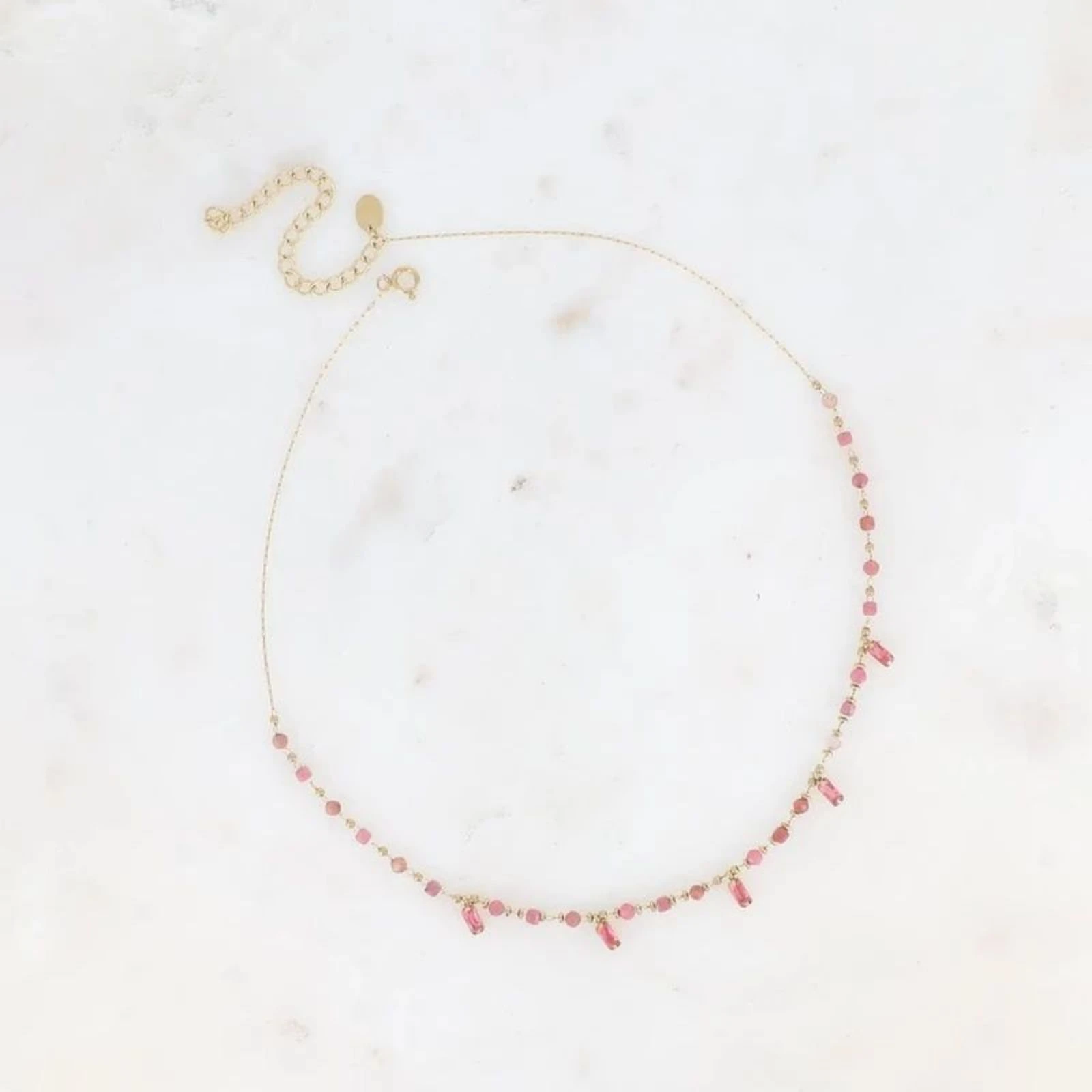 Gouden Bohm-halsketting met roze kristallen – photo 3